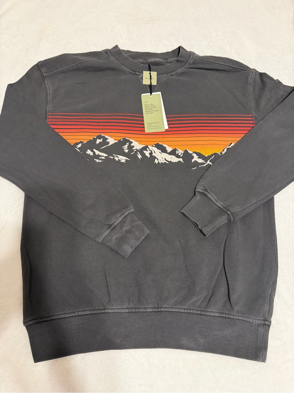 Goodfellow & Co Charcoal Crewneck Sweatshirt with Sunset Mountain Graphic